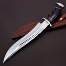 Handmade D2 Custom Steel Hunting Bowie Knife Fixed Blade with Leather sheath 1089