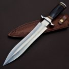 Handmade D2 Custom Steel Hunting Bowie Knife Fixed Blade with Leather sheath Bull Horn