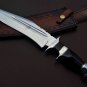 Handmade D2 Custom Steel Hunting Bowie Knife Fixed Blade with Leather sheath Handle Bull Horn