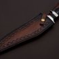 Handmade D2 Custom Steel Hunting Bowie Knife Fixed Blade with Leather sheath Handle Bull Horn