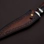 Handmade D2 Custom Steel Hunting Bowie Knife Fixed Blade with Leather sheath Handle Bull Horn