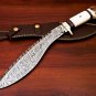 handmade Damascus Steel Hunting knife Handle made by Deer Antler with leather Sheath 964
