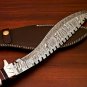 handmade Damascus Steel Hunting knife Handle made by Deer Antler with leather Sheath 964