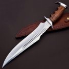 Handmade D2 Custom Steel Hunting Bowie Knife Fixed Blade with Leather sheath