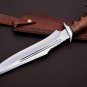 Handmade D2 Custom Steel Hunting Bowie Knife Fixed Blade with Leather sheath
