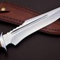 Handmade D2 Custom Steel Hunting Bowie Knife Fixed Blade with Leather sheath
