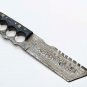 custom handmade damascus hunting knife Handle Buffalo horn Horn with leather sheath