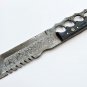 custom handmade damascus hunting knife Handle Buffalo horn Horn with leather sheath
