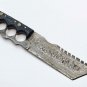 custom handmade damascus hunting knife Handle Buffalo horn Horn with leather sheath