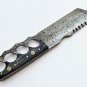 custom handmade damascus hunting knife Handle Buffalo horn Horn with leather sheath