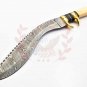 16'' Custom Hand Made Forged Hunter Knife Damascus Steel Handle with Buffalo Bone With Leather