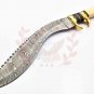 16'' Custom Hand Made Forged Hunter Knife Damascus Steel Handle with Buffalo Bone With Leather