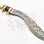 16'' Custom Hand Made Forged Hunter Knife Damascus Steel Handle with Buffalo Bone With Leather