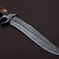Custom Hand Made Forged Damascus Steel Hunting Bowie Knife Fixed Blade Leather