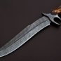 Custom Hand Made Forged Damascus Steel Hunting Bowie Knife Fixed Blade Leather