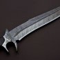 Custom Hand Made Forged Damascus Steel Hunting Bowie Knife Fixed Blade Leather