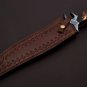 Custom Hand Made Forged Damascus Steel Hunting Bowie Knife Fixed Blade Leather