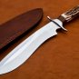 Handmade D2 Steel knife Hunting knife 100% Handmade D2 Steel Handle Deer Antler with leather Sheath
