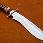 Handmade D2 Steel knife Hunting knife 100% Handmade D2 Steel Handle Deer Antler with leather Sheath