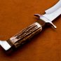 Handmade D2 Steel knife Hunting knife 100% Handmade D2 Steel Handle Deer Antler with leather Sheath