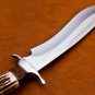 Handmade D2 Steel knife Hunting knife 100% Handmade D2 Steel Handle Deer Antler with leather Sheath