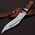 Handmade D2 Custom Steel Hunting Bowie Knife Fixed Blade with Leather sheath Walnut Wood 1086
