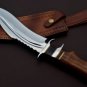 Handmade D2 Custom Steel Hunting Bowie Knife Fixed Blade with Leather sheath Walnut Wood 1086