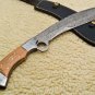 Custom Hand Made Forged Knife Damascus Steel Knife Handle Kow Wood With Leather Sheath 477