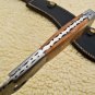 Custom Hand Made Forged Knife Damascus Steel Knife Handle Kow Wood With Leather Sheath 477