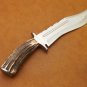 Handmade D2 Custom Steel Hunting Bowie Knife Fixed Blade with Leather sheath