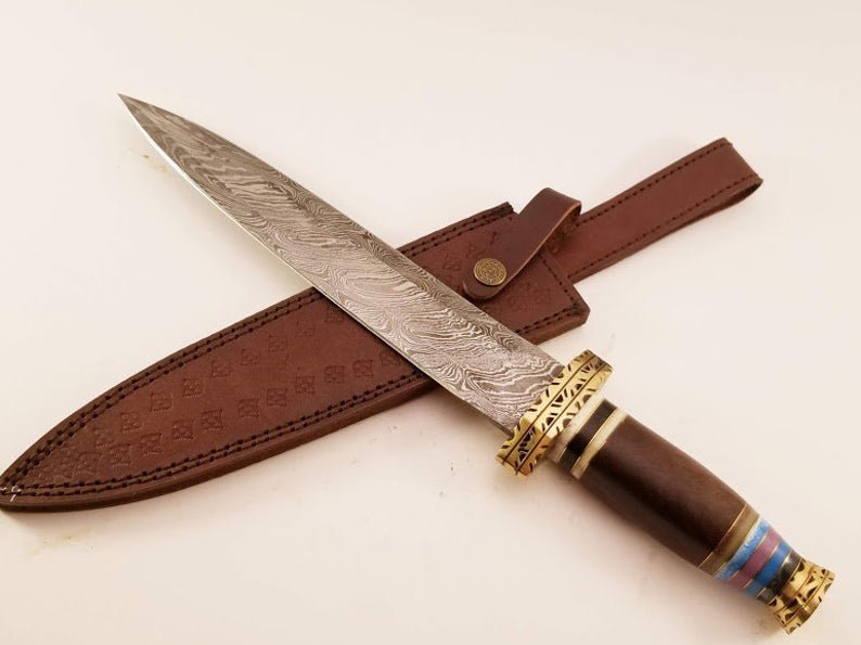 16" Inch Custom HandMade Forged Damascus Steel Hunting DAGGER Fixed Blade