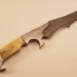 15.5"Custom Hand Forged Damascus Steel Hunting Bowie Knife Fixed Blade Camel Bone