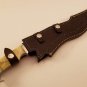15.5"Custom Hand Forged Damascus Steel Hunting Bowie Knife Fixed Blade Camel Bone