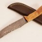 10'' Custom Hand Made Damascus Steel Hunting Knife Leather Sheath