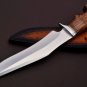 Handmade D2 Custom Steel Hunting Bowie Knife Fixed Blade with Leather sheath Handle Walnut wood