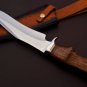 Handmade D2 Custom Steel Hunting Bowie Knife Fixed Blade with Leather sheath Handle Walnut wood