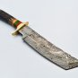 handmade Damascus Steel Hunting knife Handle Deer Antler with leather Sheath