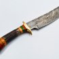 handmade Damascus Steel Hunting knife Handle Deer Antler with leather Sheath