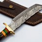 handmade Damascus Steel Hunting knife Handle Deer Antler with leather Sheath