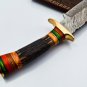 handmade Damascus Steel Hunting knife Handle Deer Antler with leather Sheath