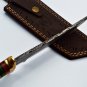 handmade Damascus Steel Hunting knife Handle Deer Antler with leather Sheath