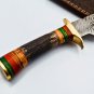 handmade Damascus Steel Hunting knife Handle Deer Antler with leather Sheath