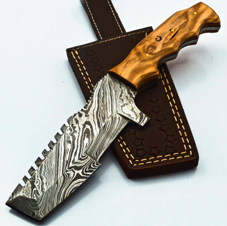 9.5'' Custom Hand Made Forged knife Hunter Knife Damascus Steel Knife Handle Koa