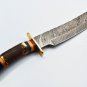 handmade Damascus Steel Hunting knife Handle Deer Antler with leather Sheath