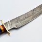 handmade Damascus Steel Hunting knife Handle Deer Antler with leather Sheath