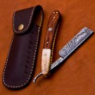 9.75" Handmade Damascus Folding Pocket Custom hand made Blade Straight Razor very sharp