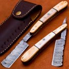 9.75" Handmade Damascus Folding Pocket Custom hand made Blade Straight Razor very sharp