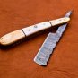 9.75" Handmade Damascus Folding Pocket Custom hand made Blade Straight Razor very sharp