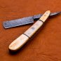 9.75" Handmade Damascus Folding Pocket Custom hand made Blade Straight Razor very sharp