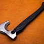 20" Custom Hand Made Forged D2 Steel Hunting Axe Fixed Blade Leather Handle Wood